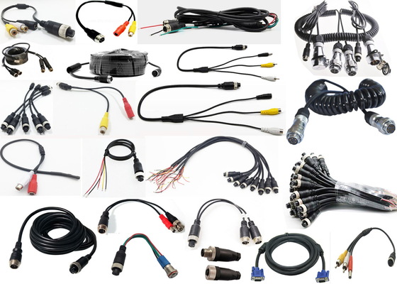 Personnaliser les accessoires du DVR M12 4 broches Femme / Homme à RCA / BNC Connecteur CC / câbles d'adaptateur