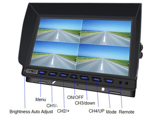 4 écran divisé DVR AHD TFT de moniteur résistant de voiture du canal pour le camion Van Bus
