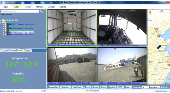 4G Vidéo en ligne carte SD mobile DVR Solution de suivi GPS Surveillance de la température pour les camions réfrigérés