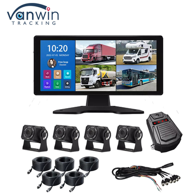 Système d'enregistrement automatique de voiture BSD Alarme 360° 4CH 10,36 pouces Moniteur avec enregistreur pour camion
