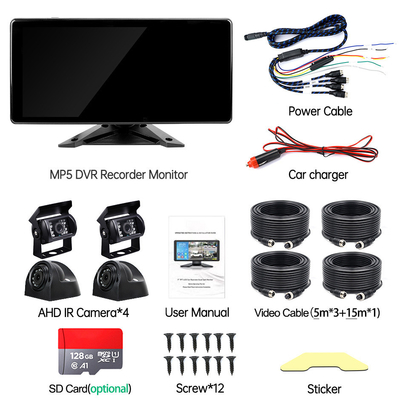 Système d'enregistrement automatique de voiture BSD Alarme 360° 4CH 10,36 pouces Moniteur avec enregistreur pour camion
