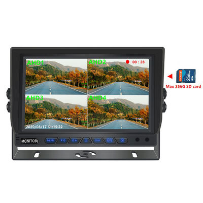 Moniteur de voiture de 9 pouces AHD Auto HD Écran de sécurité de bus Ahd 960P Quad View Moniteur de voiture pour camion remorque
