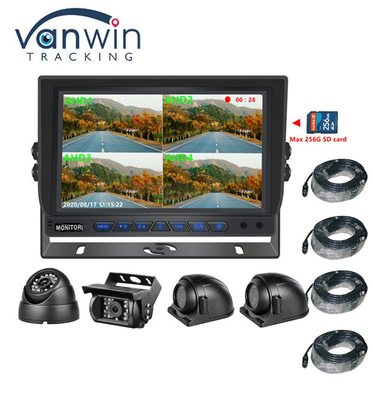 Vente à chaud 9 pouces 1024 * 600 AHD Quad Display Système de caméra de sécurité de voiture de camion avec fonction d'enregistrement