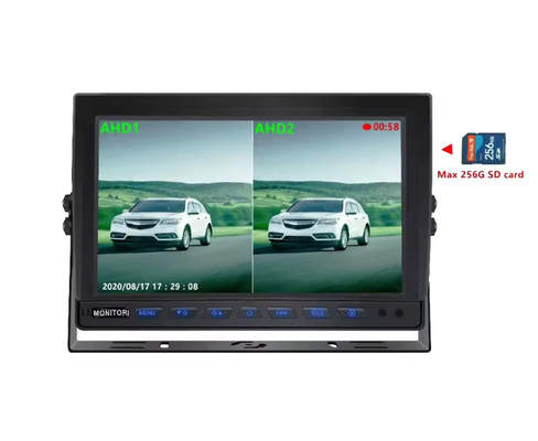 Vente à chaud 9 pouces 1024 * 600 AHD Quad Display Système de caméra de sécurité de voiture de camion avec fonction d'enregistrement