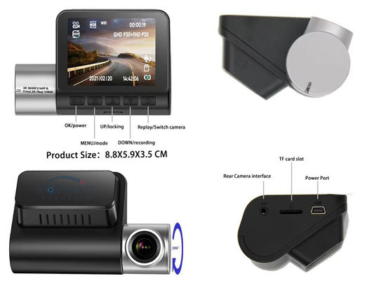Enregistreur d'image de conduite haute définition 4K 1080P Support WiFi GPS Caméra d'enregistrement de taxi