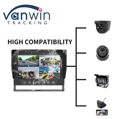 IP69K 7 / 10.1 pouces étanche à l' eau AHD Quad TFT moniteur de voiture affichage pour véhicules universels