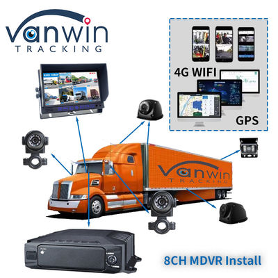 HDD 1080p 8ch DVR mobile 4g GPS WIFI MDVR Kit Système de caméra pour le suivi des véhicules Sécurité des voitures