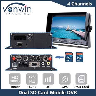 4G GPS Carte SD double DVR mobile 1080P 4CH Caméra de vidéosurveillance Enregistreur de sécurité DVR de suivi mobile