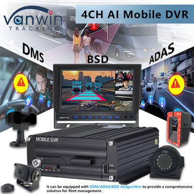 4CH 5G CMSV6 Système DVR mobile AI avec GPS ADAS BSD DMS H.265 MDVR pour le moniteur de vidéosurveillance de voiture