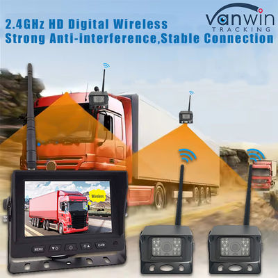 5 pouces DVR numérique HD sans fil Caméra de sauvegarde de camion Système de moniteur Écran Quad View