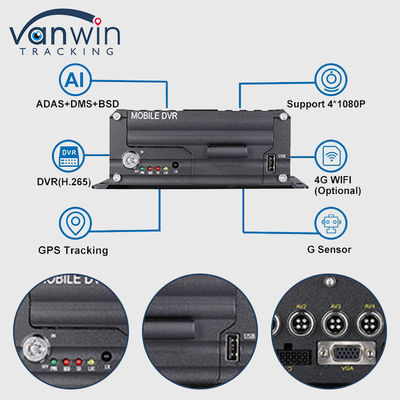 H.265 4CH 1080P HDD DVR mobile Véhicule Vidéo caméra de vidéosurveillance