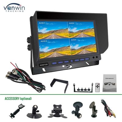 AHD/CVBS Moniteur de voiture à écran partagé multi-vidéo à entrée mixte 4 canaux 7 pouces