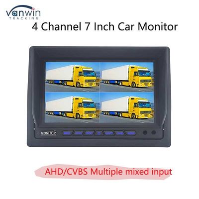 AHD/CVBS Moniteur de voiture à écran partagé multi-vidéo à entrée mixte 4 canaux 7 pouces