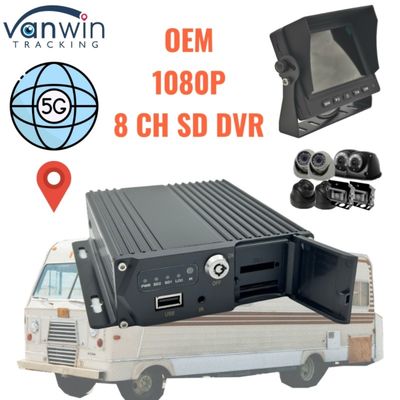 Carte SD 8 canaux MDVR 5G GPS Suiveur de véhicule Enregistreur vidéo 1080P pour camions Autobus Support de camion service OEM