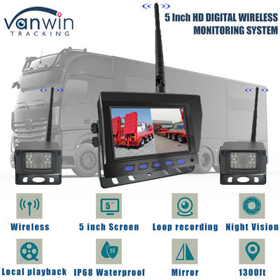 DVR numérique HD sans fil de 5 pouces avec affichage quad-split pour la surveillance de la sécurité des camions en marche arrière