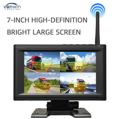 Kit moniteur de voiture avec écran IPS sans fil 7 pouces avec 4 caméras solaires Installation facile Vision nocturne Système de sécurité BSD Aide à la marche arrière