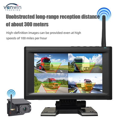 Kit moniteur de voiture avec écran IPS sans fil 7 pouces avec 4 caméras solaires Installation facile Vision nocturne Système de sécurité BSD Aide à la marche arrière