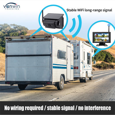 Kit moniteur de voiture avec écran IPS sans fil 7 pouces avec 4 caméras solaires Installation facile Vision nocturne Système de sécurité BSD Aide à la marche arrière