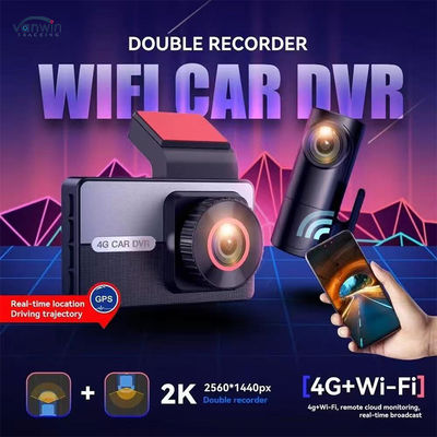Caméra de tableau de bord 2K 4G double objectif, caméra de bord de vision nocturne, enregistreur de conduite de voiture DVR pour voiture
