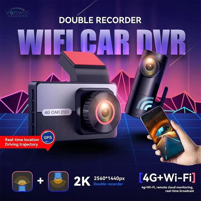 Carte SIM 2K 4G avancée à double objectif GPS Dash Caméra de vision nocturne WDR Fonctions d'enregistrement en boucle Compatible Smart VW voitures Android IPS
