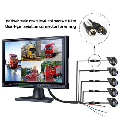 Écran tactile IPS BSD 5CH 10,1" Moniteur de vue arrière de voiture DVR AHD 1080P Kit de caméra de recul de stationnement pour camping-car, bus, camion