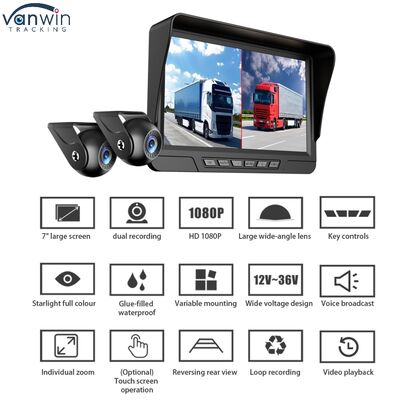 Enregistreur vidéo de voiture avec système BSD 7 pouces Système de recul de vue arrière DVR pour camion Caméra de tableau de bord DVR de stationnement avant et arrière pour camions