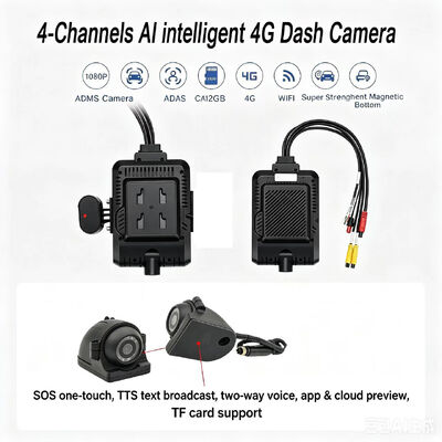 Caméra avant et arrière 4CH ADAS DMS Enregistreur vidéo automatique avec 4G GPS WIFI Caméra magnétique pour camion