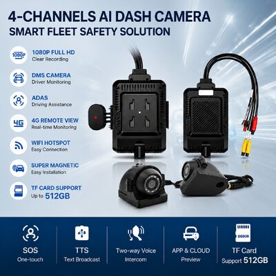 Caméra avant et arrière 4CH ADAS DMS Enregistreur vidéo automatique avec 4G GPS WIFI Caméra magnétique pour camion