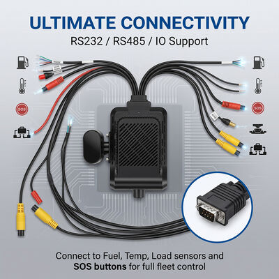Système de caméra de bord 4G pour véhicules utilitaires - Traqueur WiFi GPS anti-vol avec prise en charge périphérique RS232
