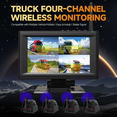 4CH 720P Dashcam sans fil pour camions, camping-cars et bus Alarme IPS BSD de 7 pouces, monture magnétique, rechargeable, branchement, extensible 1-4CH