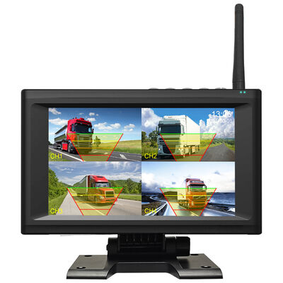 Système de caméra magnétique sans fil Plug and Play 1 - 4CH 720P avec moniteur 7" et alarme BSD rechargeable pour camion, camping-car, remorque, machinerie agricole