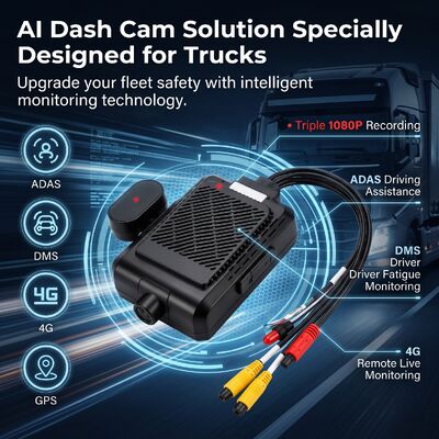 Caméra de bord intelligente 4G IA 4 canaux, sécurité active ADAS + DMS + BSD, enregistrement 1080P + 720P pour taxis