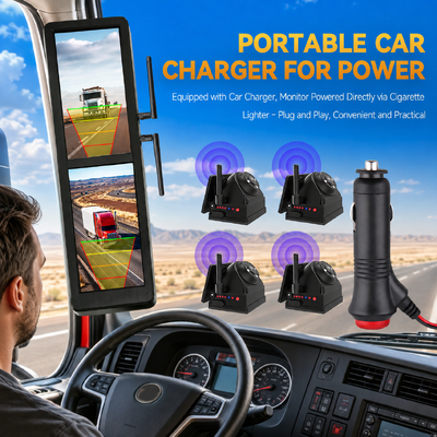 15.88 pouces écran tactile miroir rétroélectronique sans fil avec 4 caméras solaires magnétiques écran partagé BSD pour camions lourds