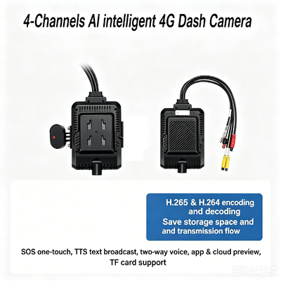4 canaux AI Fleet Dash Cam 1080P ADAS DMS MDVR Système avec WiFi GPS 4G pour les voitures Taxis camions Bus