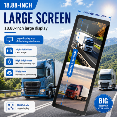 Système de caméra d'angle mort pour camion, double objectif 1080P, caméra de vision latérale, moniteur de 18,88 pouces pour semi-remorque, véhicule commercial