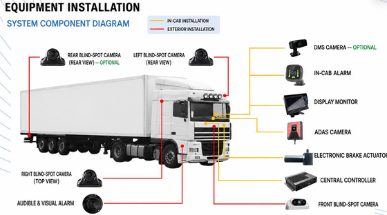 Système AEBS avec radar à ondes millimétriques à 77 GHz ADAS + DMS et connectivité 4G/5G pour la télématique de flotte