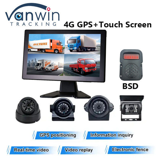 4CH AI DVR avec caméras mobiles BSD 10,1 pouces 12V/24V Moniteur de voiture DVR AHD 1080P Véhicule