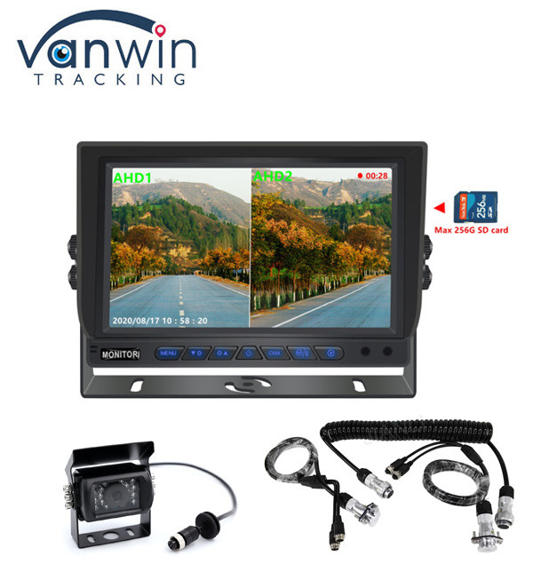 Nouvelle arrivée AHD 4CH carte SD 1080P 9 pouces Quad Moniteur tout en un intégré DVR pour camion bus