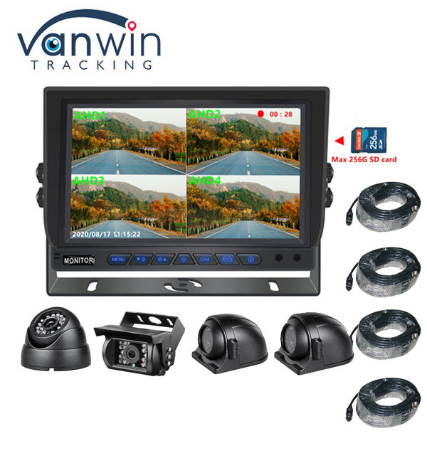 Vente à chaud 9 pouces 1024 * 600 AHD Quad Display Système de caméra de sécurité de voiture de camion avec fonction d'enregistrement