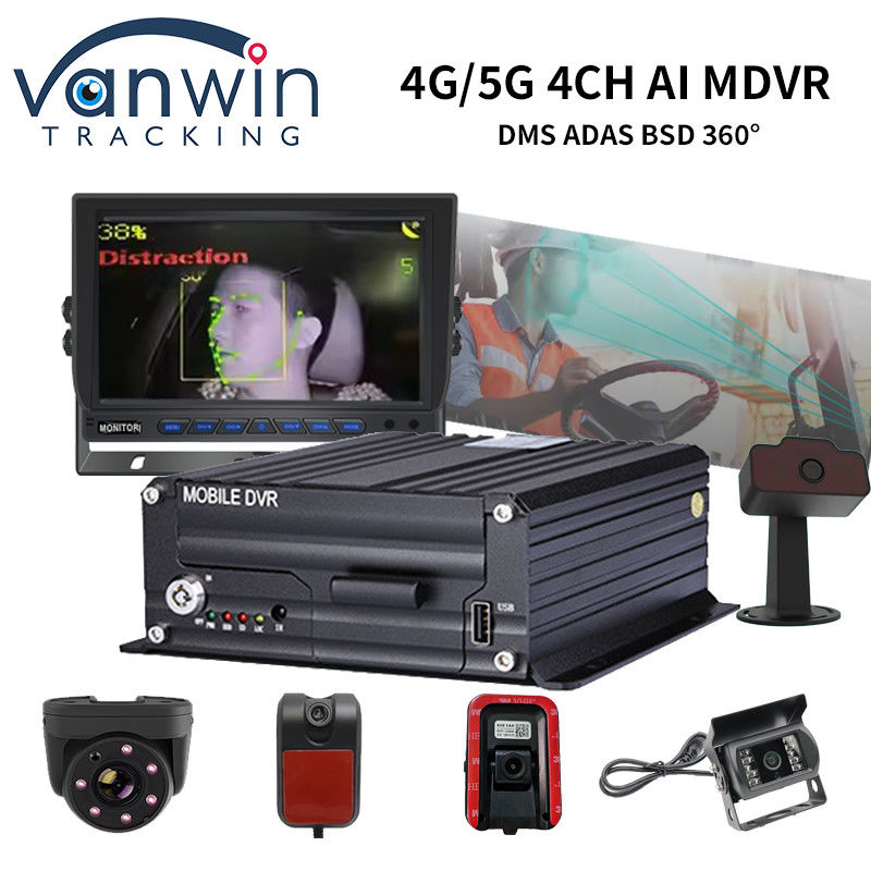 4 Ch AI Truck Bus Mobile DVR avec AI DSM ADAS BSD Prise en charge du GPS 4G 5G WIFI