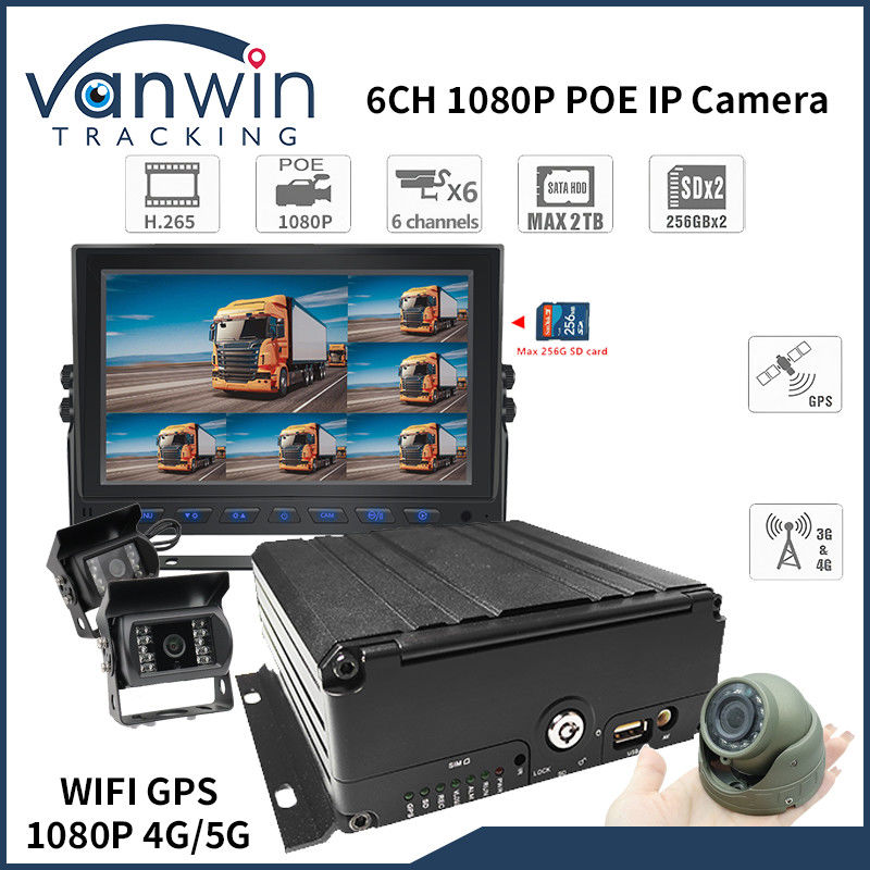 4G 6 canaux H. 265 HDD DVR mobile pour voiture