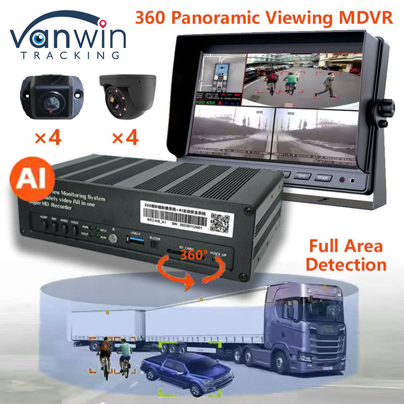 8 CH 4G 360 Vue panoramique MDVR avec AI ADAS DSM BSD Vue panoramique Système de caméra DVR de véhicule automobile