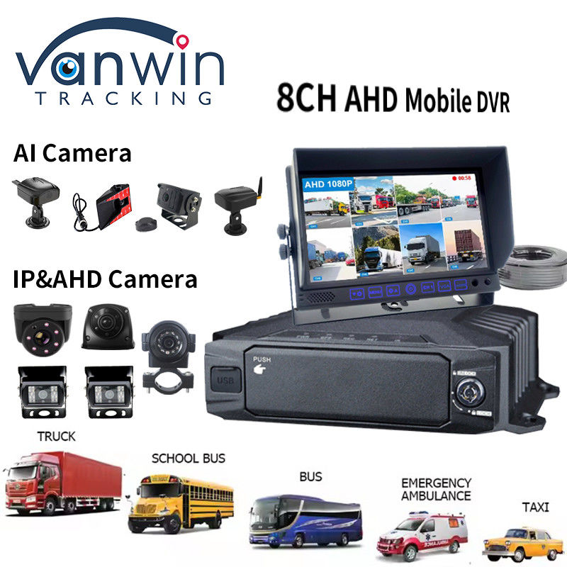HDD 1080p 8ch DVR mobile 4g GPS WIFI MDVR Kit Système de caméra pour le suivi des véhicules Sécurité des voitures