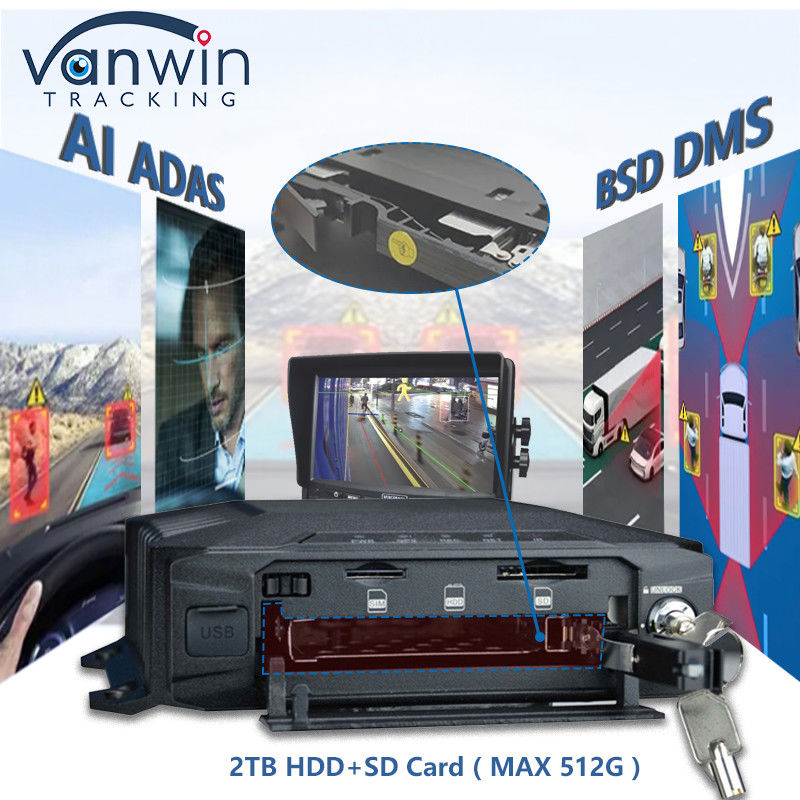 AHD 1080P 8CH 4G GPS mobile DVR avec intégré ADAS DSM BSD algorithme alimenté par l'IA