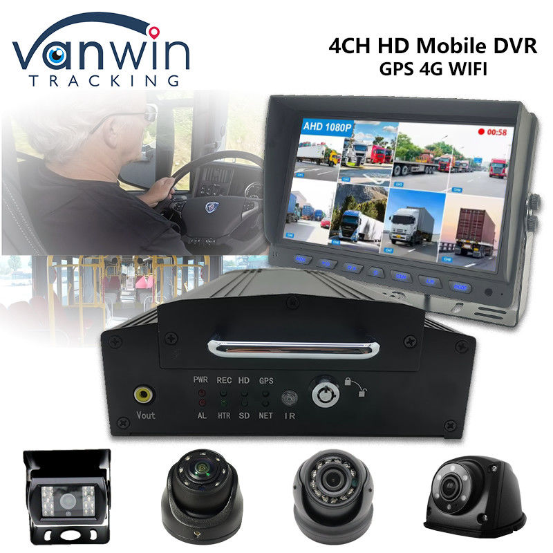 4 canaux HDD SSD DVR mobile 1080P 4G WiFi GPS MDVR Caméra de véhicule Système de vidéosurveillance de voiture