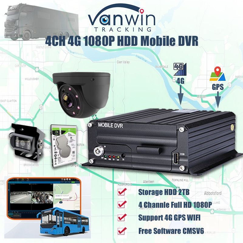 H.265 4CH 1080P HDD DVR mobile Véhicule Vidéo caméra de vidéosurveillance