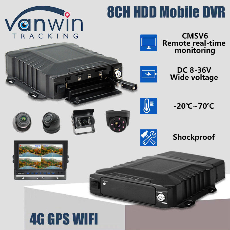 8 canaux 4G Wifi 1080P HDD DVR mobile Surveillance du véhicule AHD Affichage en temps réel Mdvr