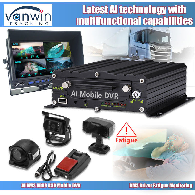 8CH 1080p 4G AI DVR mobile avec ADAS DMS BSD Système de caméra GPS DVR mobile pour camion