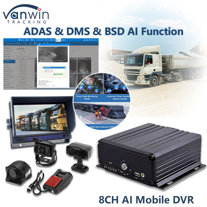 8CH AI Mobile DVR avec fonction ADAS DMS BSD MDVR Solution de sécurité avancée du véhicule