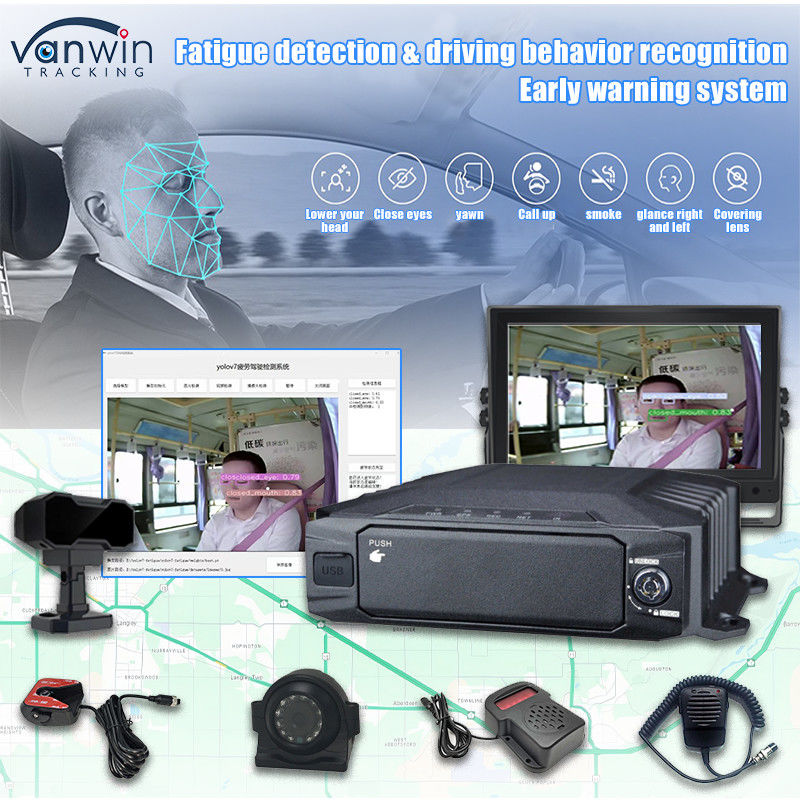 8CH 1080P HDD AI Systèmes de sécurité DVR mobiles avec 4G GPS WIFI ADAS DSM BSD